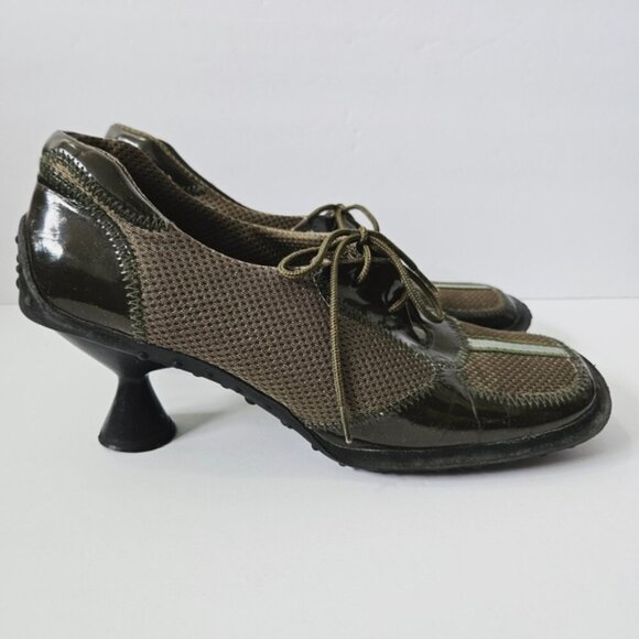 Vintage Leather Ranch Square Toe Bubble Sole Shoes Size 10 90s 1999 - Picture 1 of 6